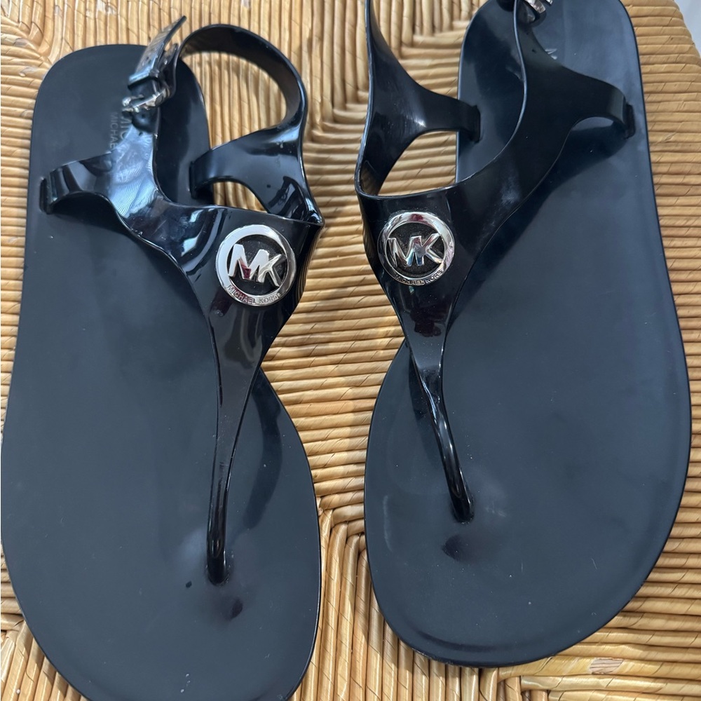 Michael Kors Glossy Black Sandals 9M